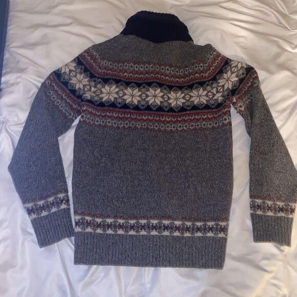 Tommy Hilfiger‎ Navy Red Fair Isle Lambswool 1/4 Sweater Button Men Size Small - Picture 9 of 11